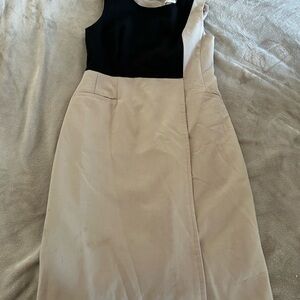 Calvin Klein Black and Tan Midi Dress